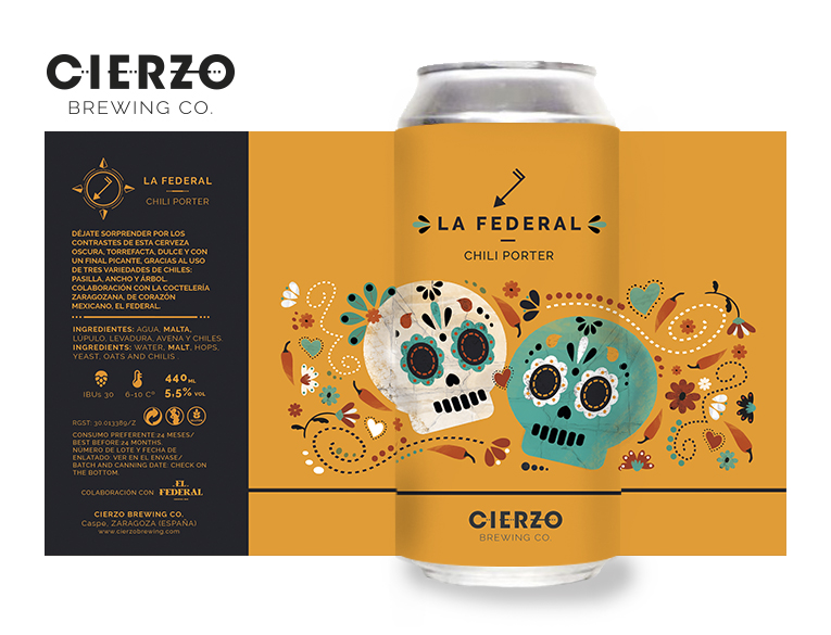 Cierzo Brewing La Federal Chili Porter Stout 12 lattine