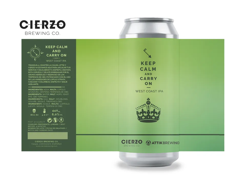 Cierzo Brewing Keep Calm and Carry On birra IPA 12 lattine CBD