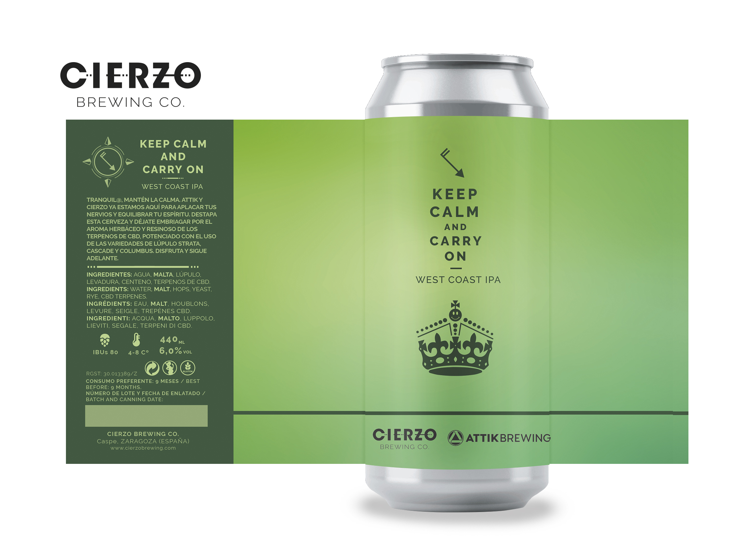 Cierzo Brewing Keep Calm and Carry On birra IPA 12 lattine CBD