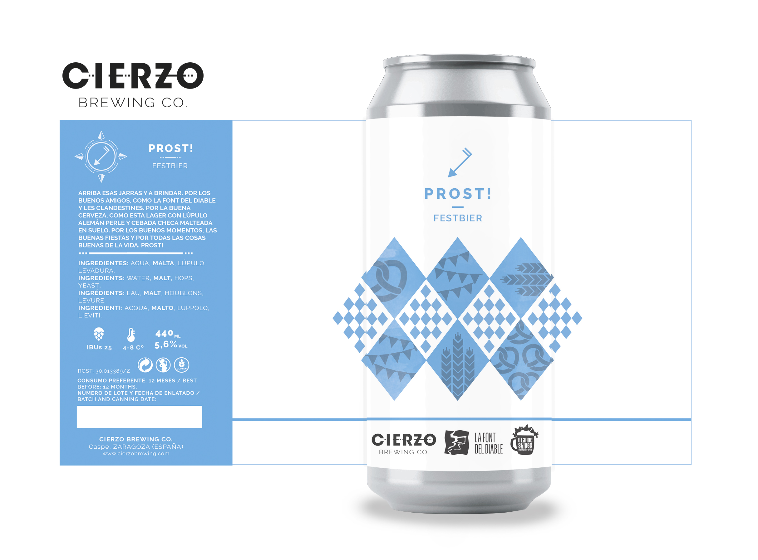Cierzo Brewing Prost! birra Lager 12 lattine luppolo Perle