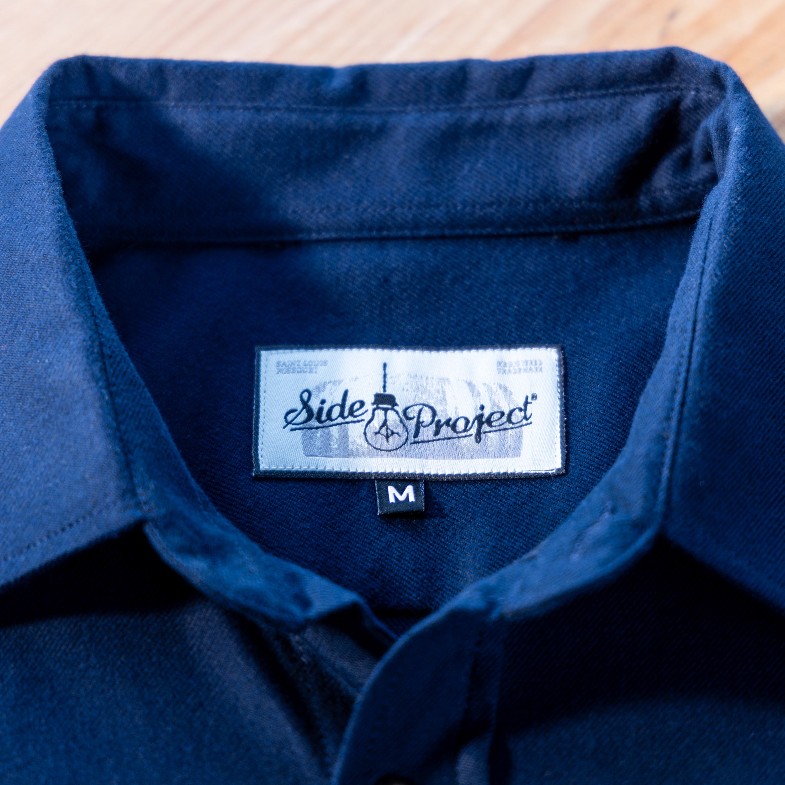 Side Project camicia flanella manica lunga blu taglia M