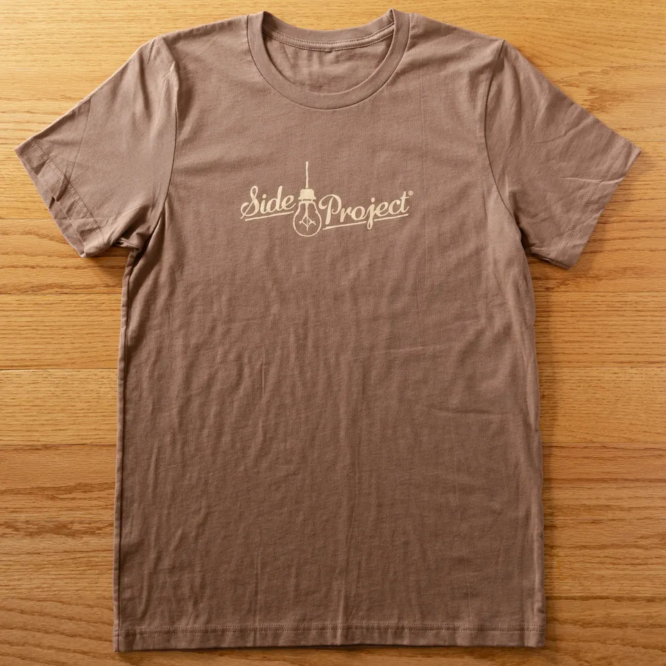 Side Project Brewing Script Logo maglietta marrone vintage cotone