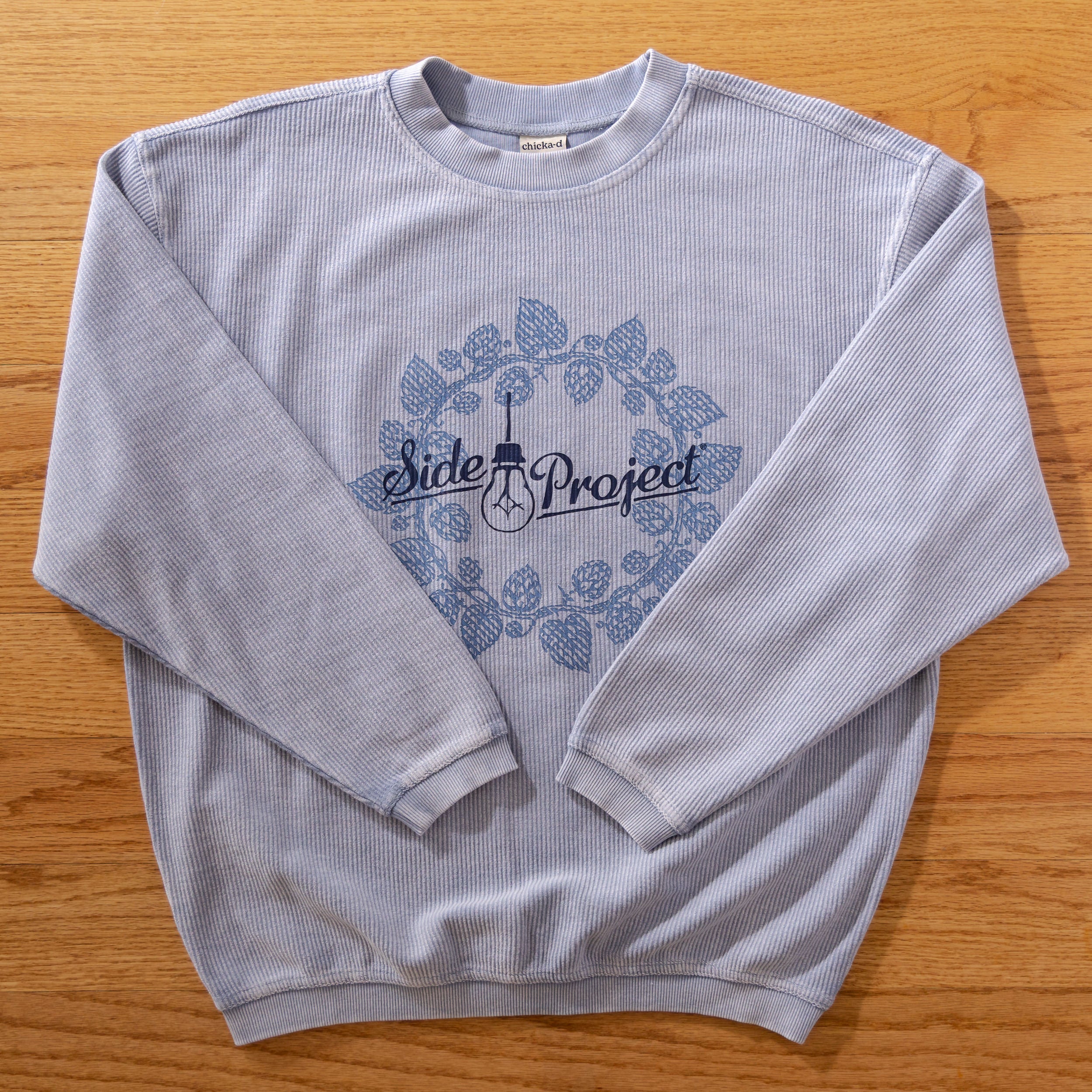 Side Project Hop Wreath Script Logo felpa M denim
