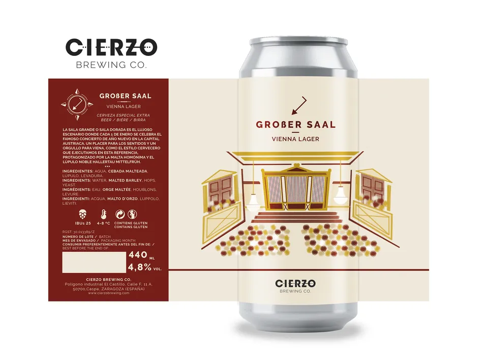Cierzo Brewing Großer Saal birra Lager 12 lattine Vienna