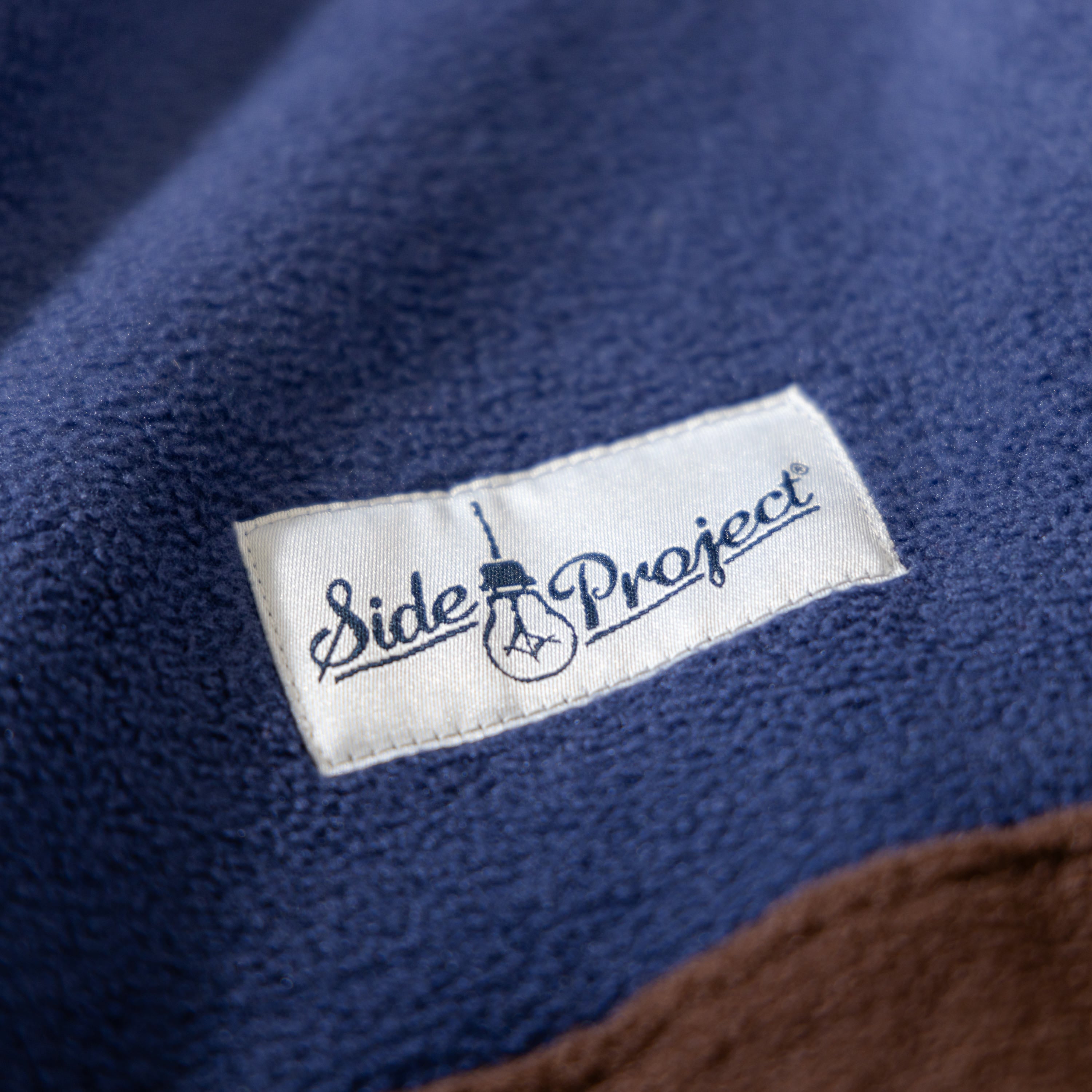 Side Project giacca fleece marrone navy tasche zip L XL