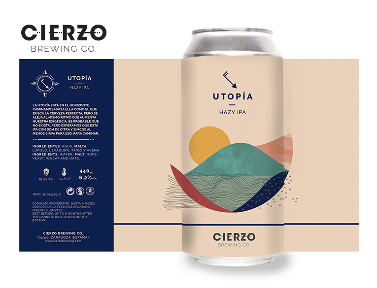 Cierzo Brewing Utopía birra hazy IPA 12 lattine Citra Simcoe