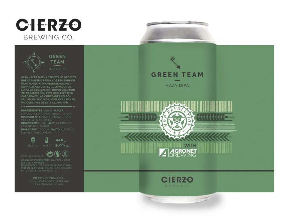 Cierzo Brewing Green Team Double IPA 12 lattine luppolo NZ