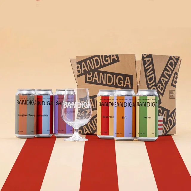 Bandiga scatola regalo 6 lattine + bicchiere