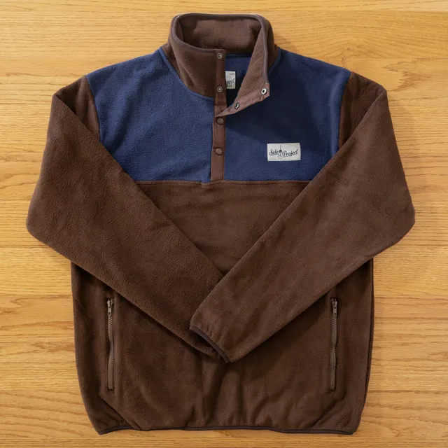 Side Project giacca fleece marrone navy tasche zip L XL