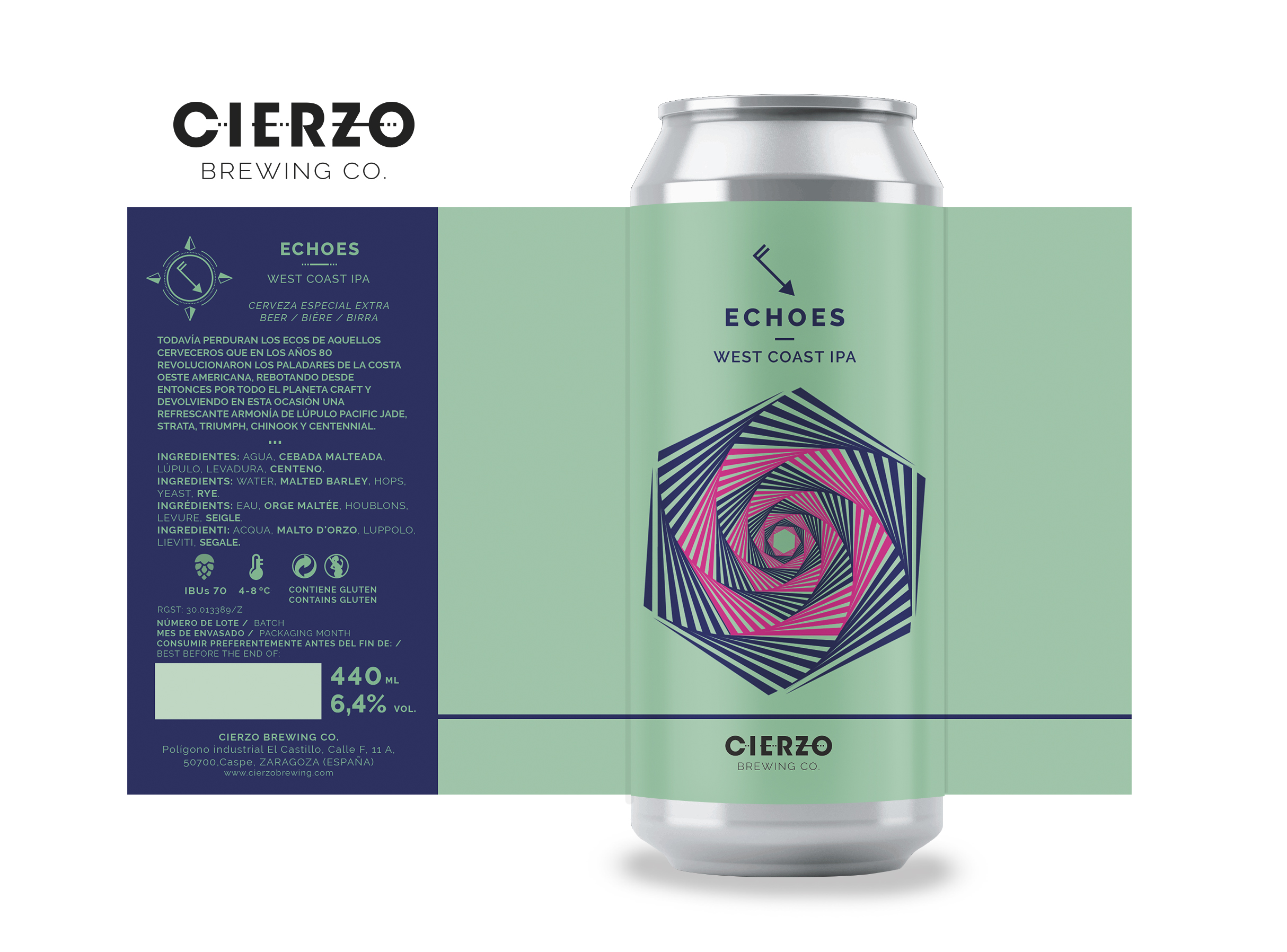 Cierzo Brewing Echoes birra IPA West Coast 12 lattine