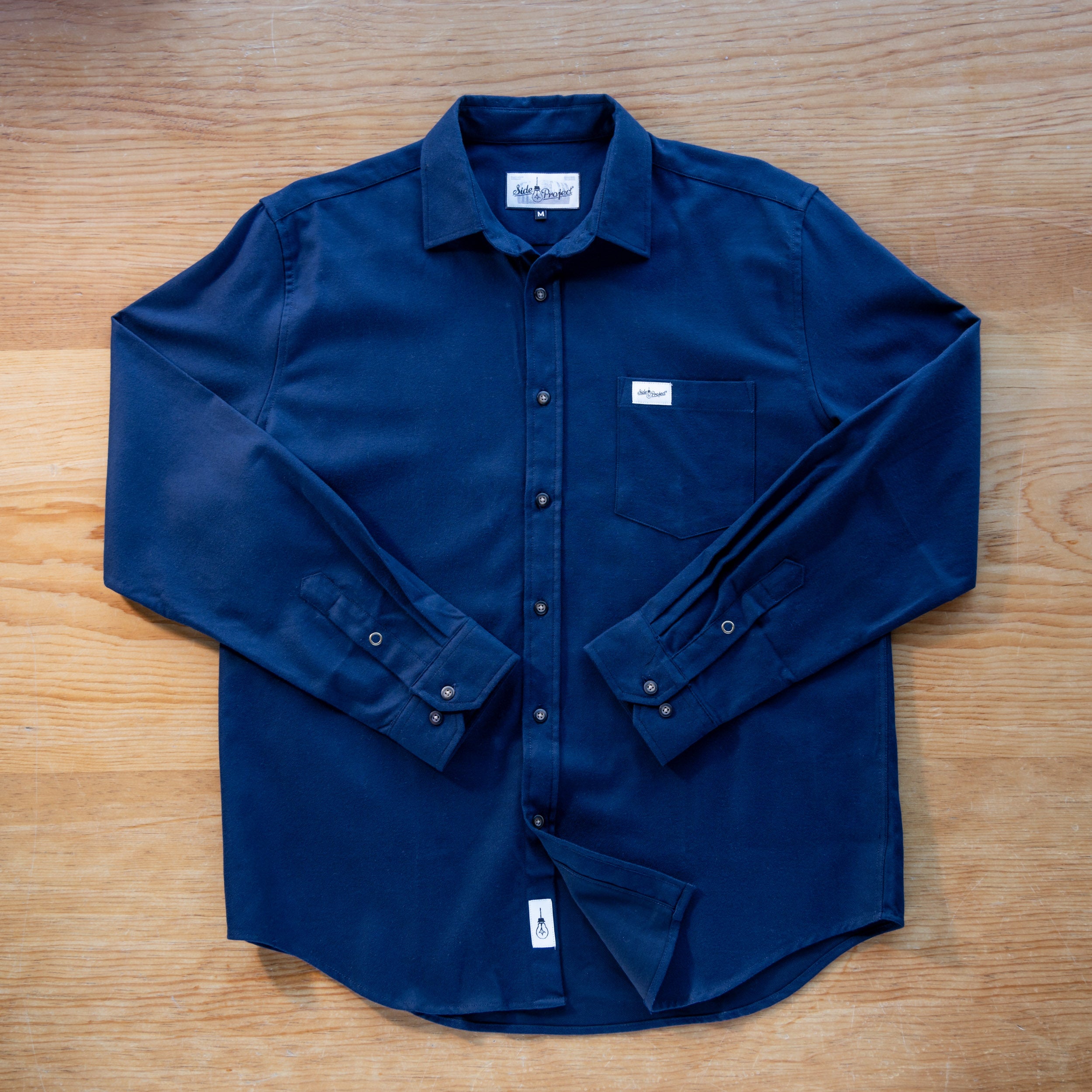 Side Project camicia flanella manica lunga blu taglia M