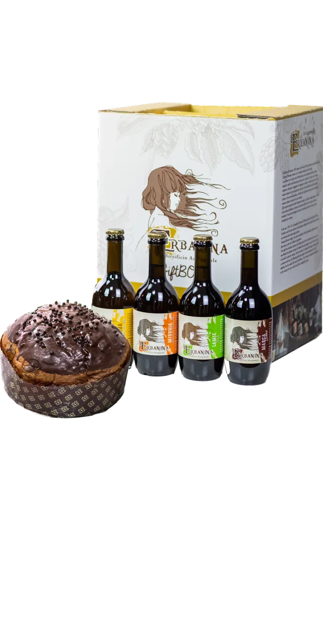 Erbanina Box Panettone confezione regalo birra