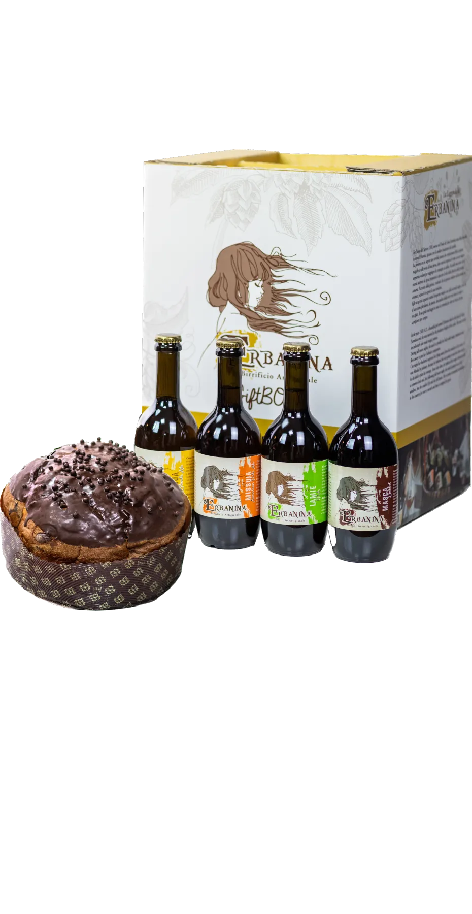Erbanina Box Panettone confezione regalo birra