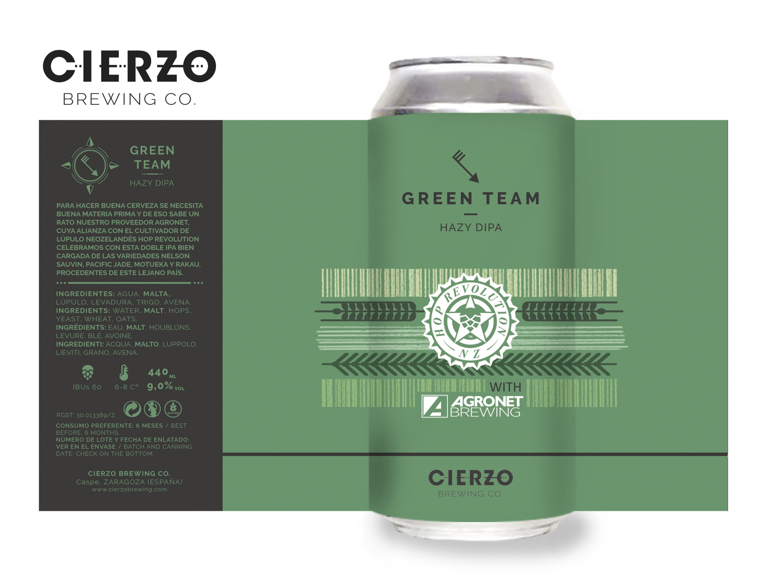 Cierzo Brewing Green Team Double IPA 12 lattine luppolo NZ