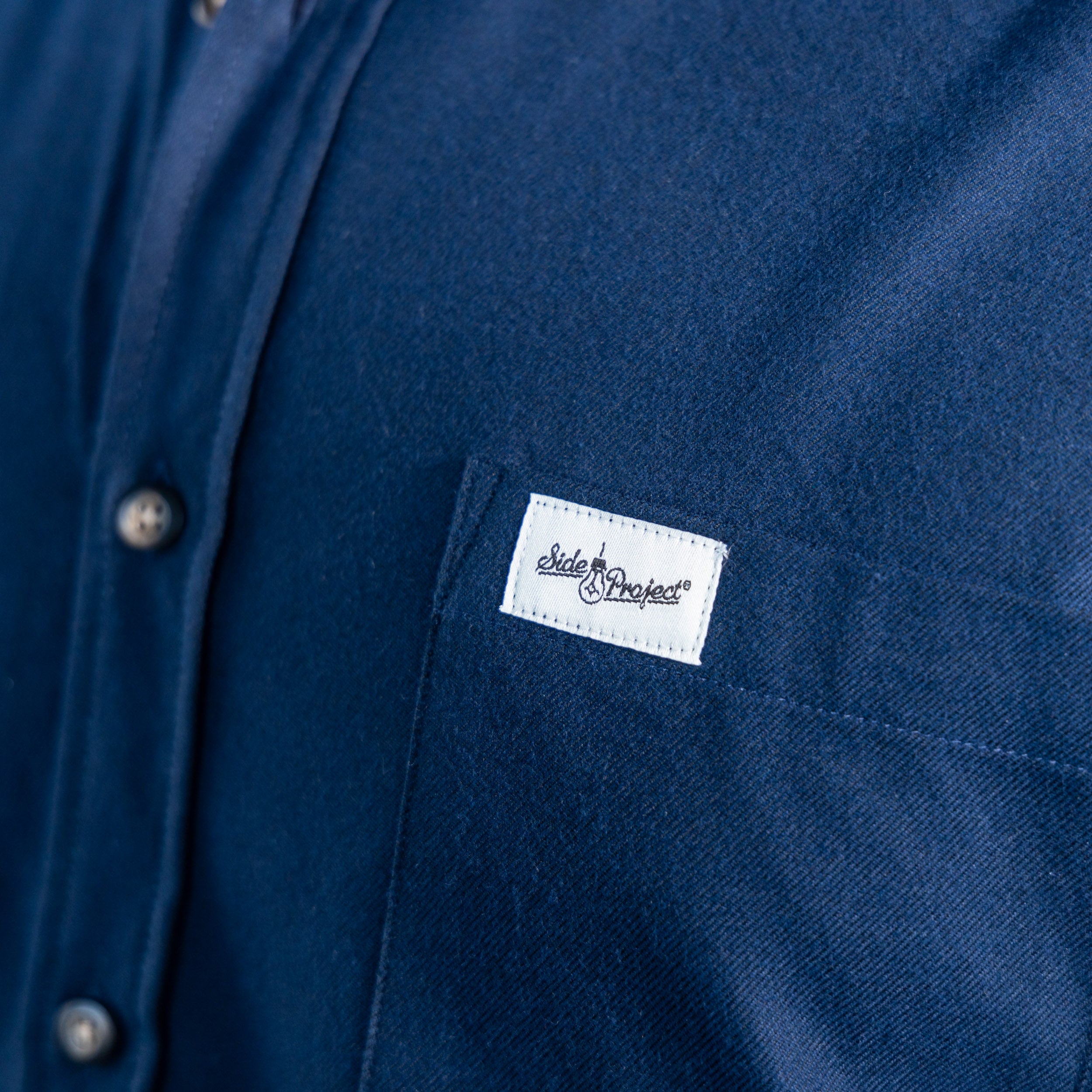 Side Project camicia flanella manica lunga blu taglia M