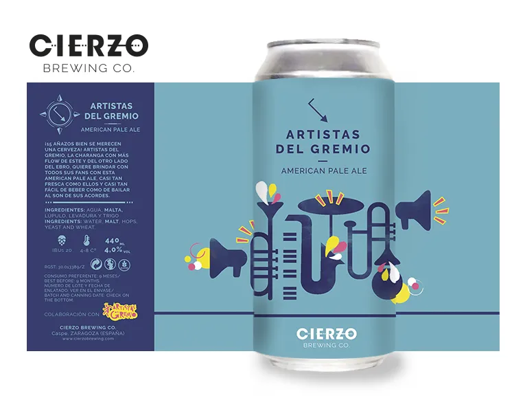 Cierzo Brewing Artistas del Gremio Pale Ale birra 12 lattine fresca