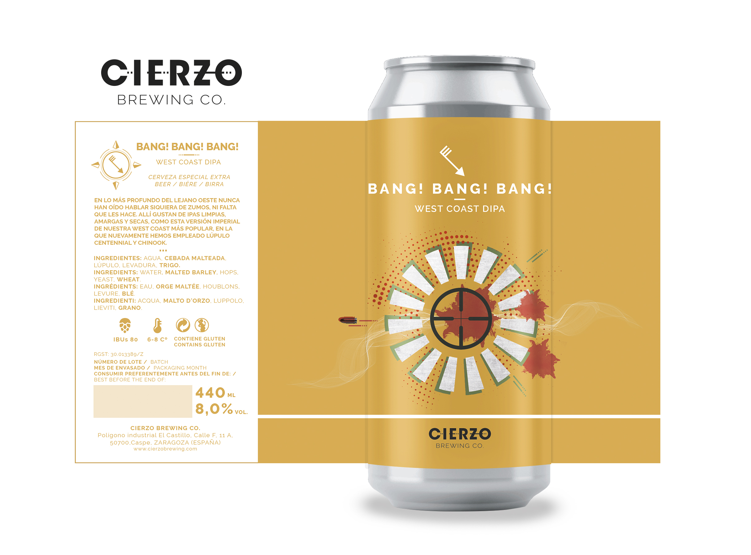 Cierzo Brewing Bang! Bang! Bang! IPA 12 lattine West Coast amara