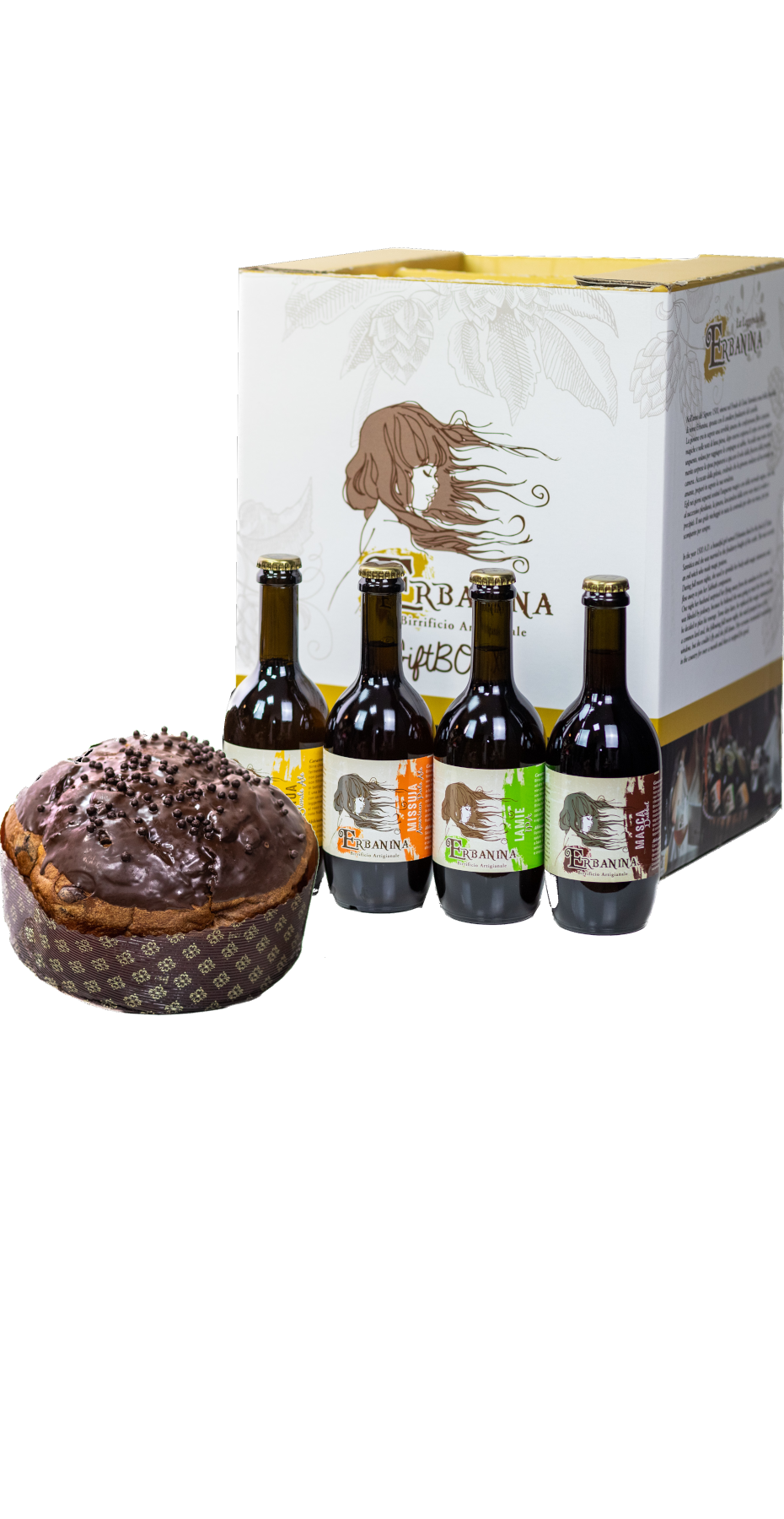 Erbanina Box Panettone confezione regalo birra