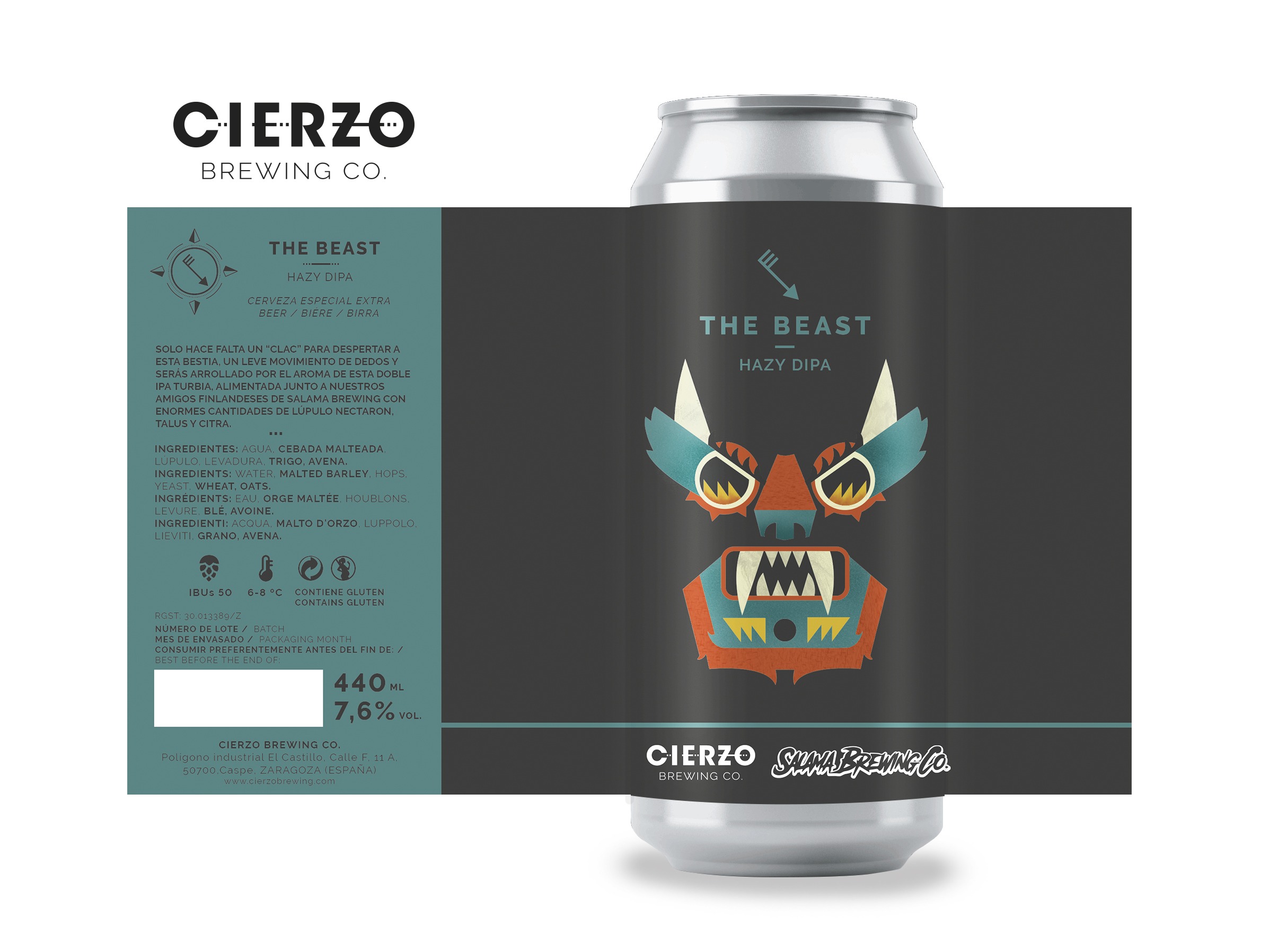 Cierzo Brewing The Beast birra Double IPA 12 lattine torbida
